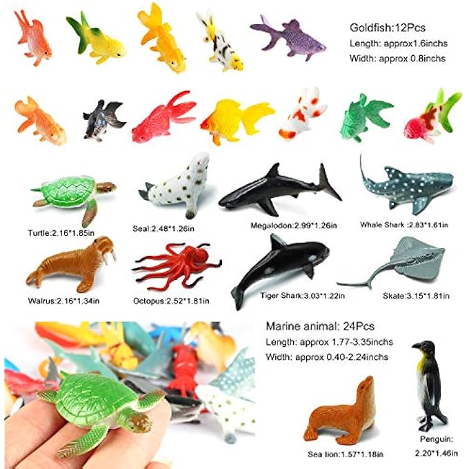 36 PACK] OCEAN SEA ANIMALS BATH TOYS FOR PARTY FAVOR SUPPLIES - 2-4 INCH RUBBER OCEAN CREATURES FIGURES WITH MARINE OCTOPUS SHARK FISH SEA LIFE FOR CHILD EDUCATION, PARTY BAG FILLER, BIRTHDAY GIFT - Image 3